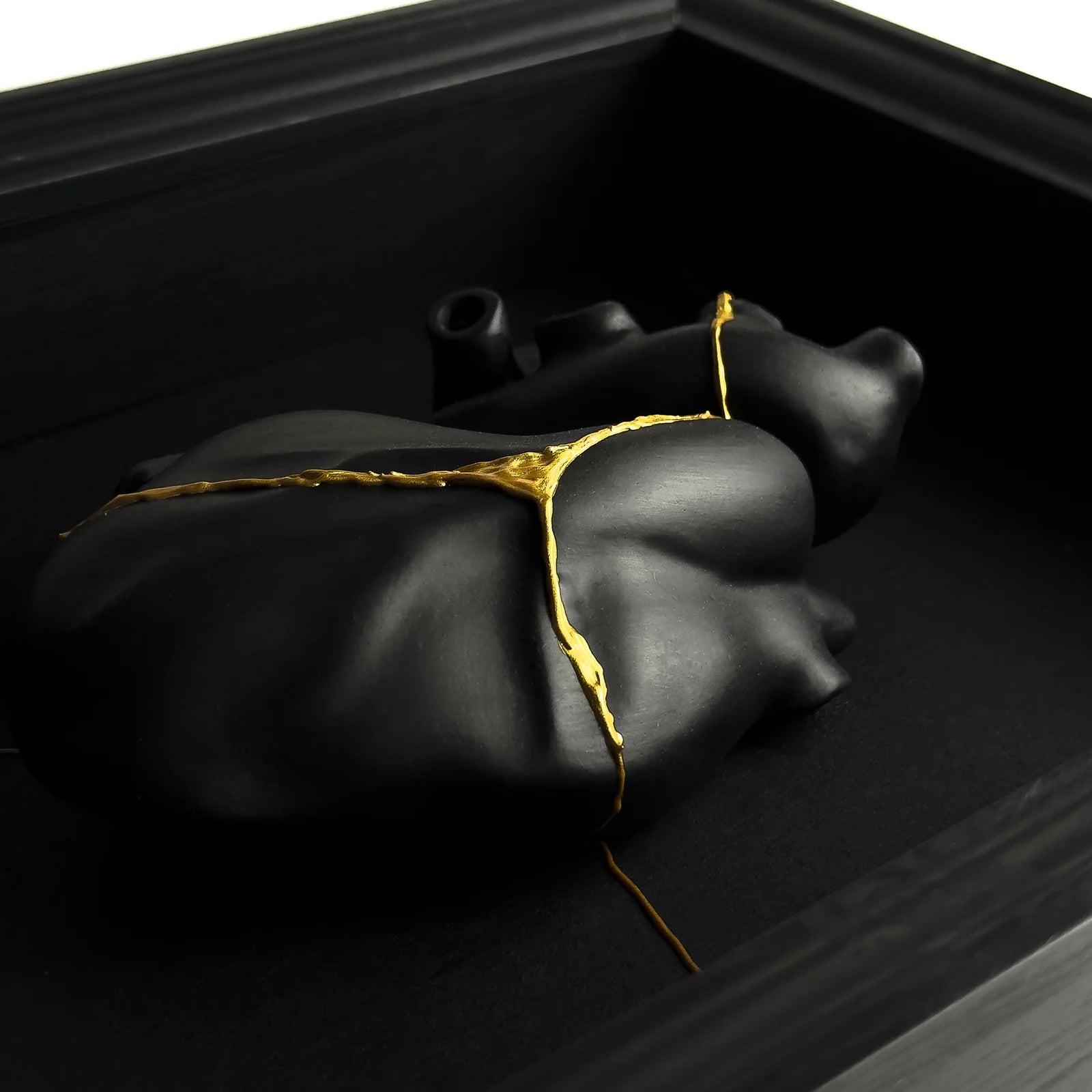 Cuore Anatomico Kintsugi Nero con Cornice