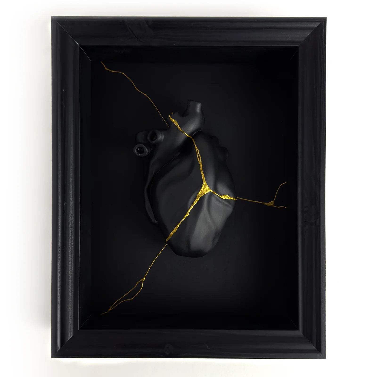 Cuore Anatomico Kintsugi Nero con Cornice