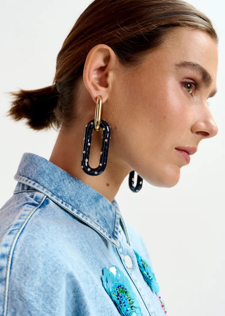 Orecchini Maglie Smaltate con Strass