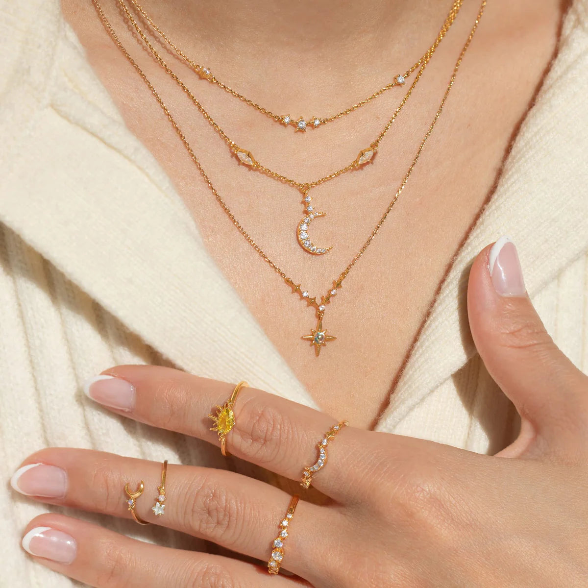 MOON & STARS LAYERED NECKLACE