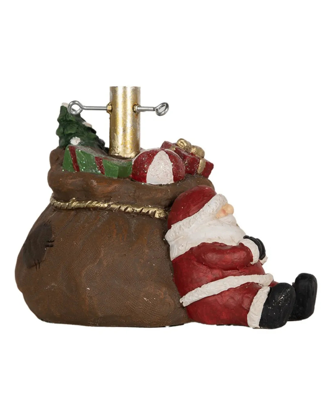 Supporto per Albero di Natale con Babbo Natale e Sacco Regalo