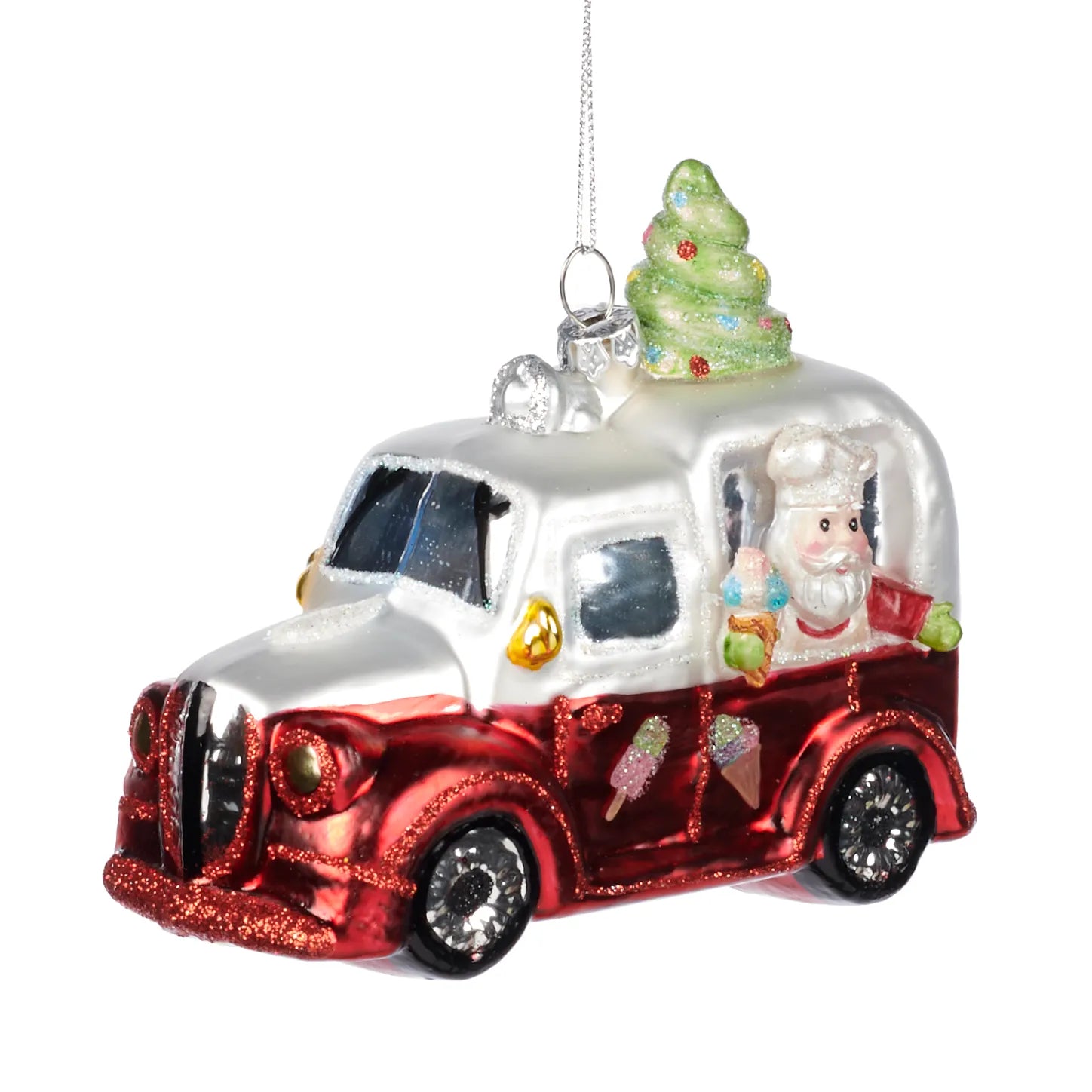 Decorazione “Glass Santa in Ice Cream Truck”