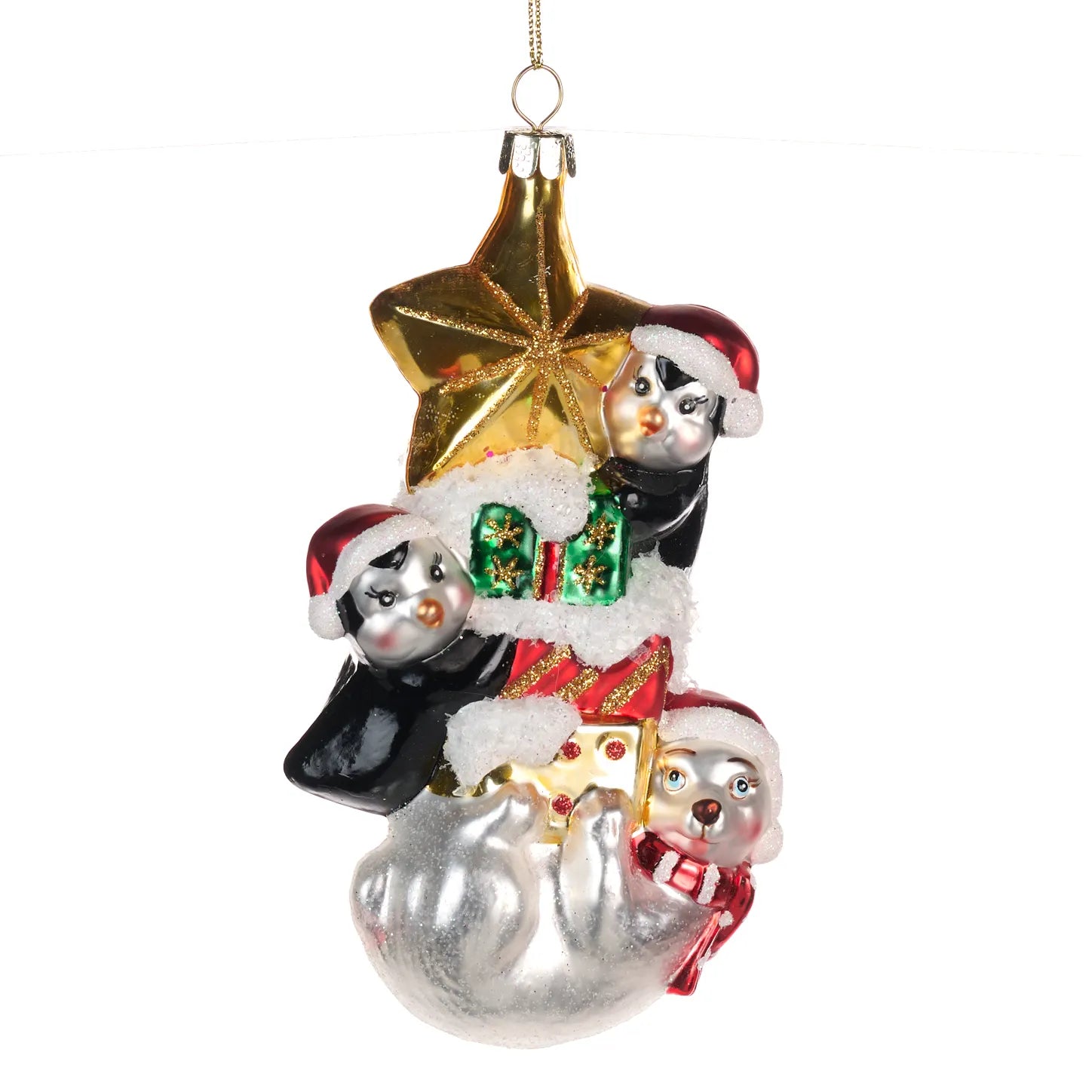 Decorazione “Glass Penguins & Polar Bear Stack”