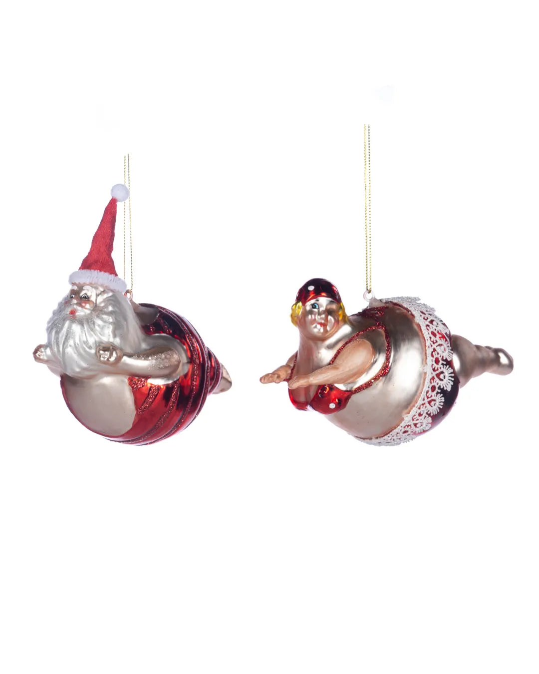 Decorazione “Glass Chubby Swimming Santa/Mrs Claus”