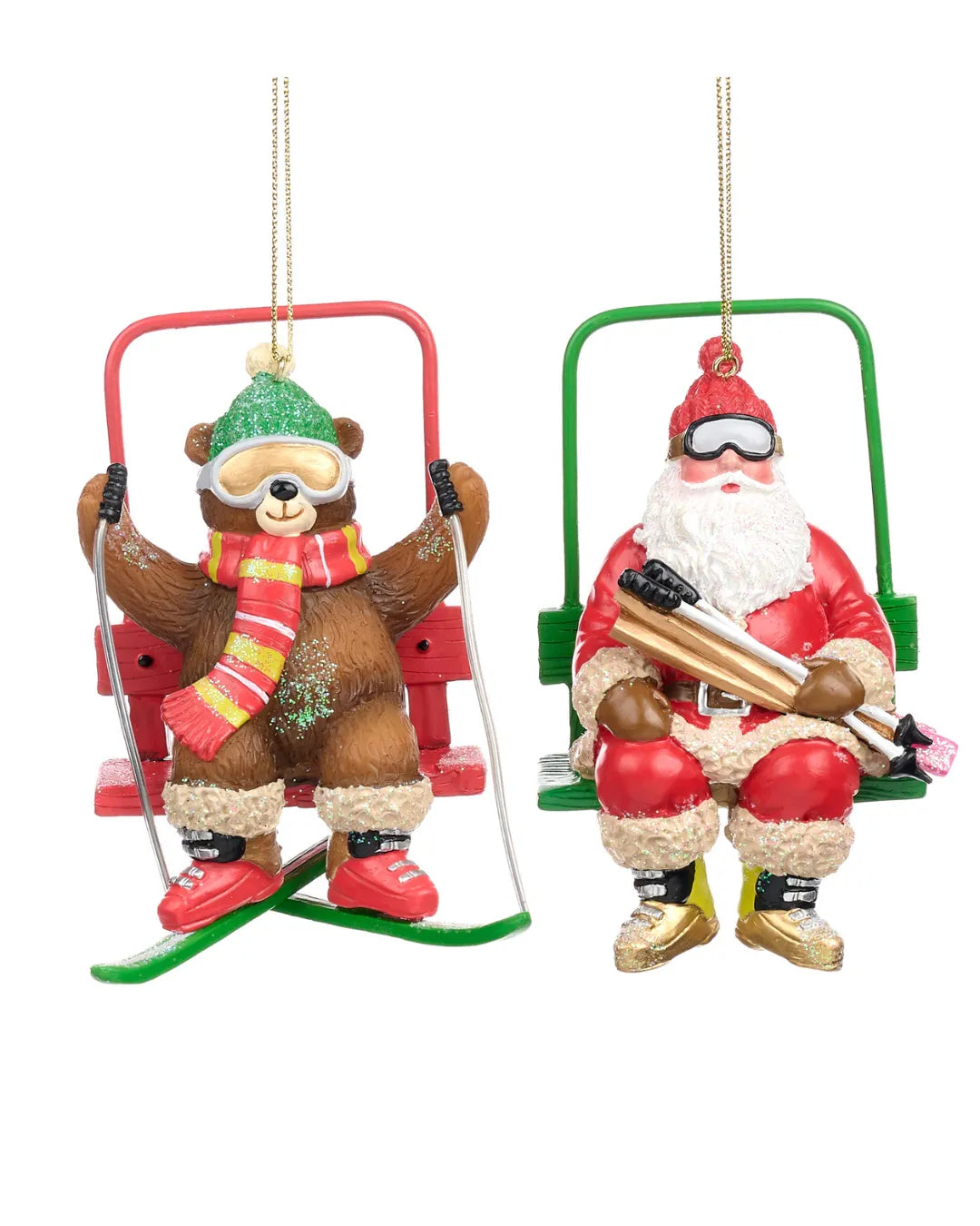 Decorazione Babbo Natale e Orso sullo skilift