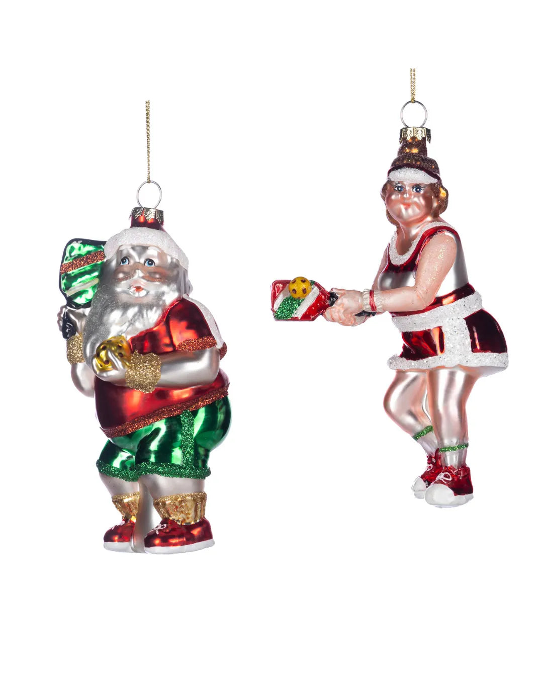Decorazione Babbo Natale e Signora Claus giocano a padel