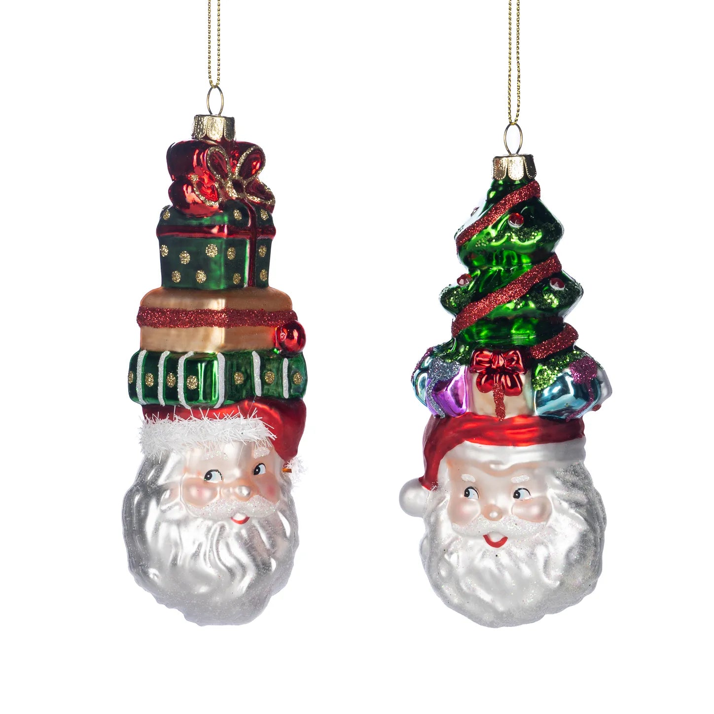 Decorazione Testa di Babbo Natale con Albero o Regali